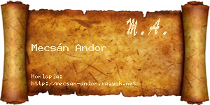 Mecsán Andor névjegykártya