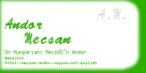 andor mecsan business card